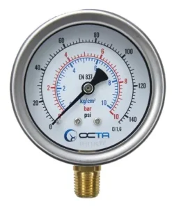 เกจวัดแรงดัน-เพรสเชอร์เกจ-pressure-gauge-octagauge-gb63-10bar